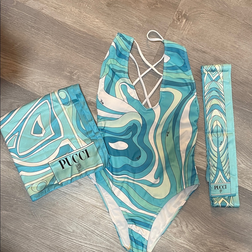 Pucci Aqua Swirl One-Piece Swimsuit